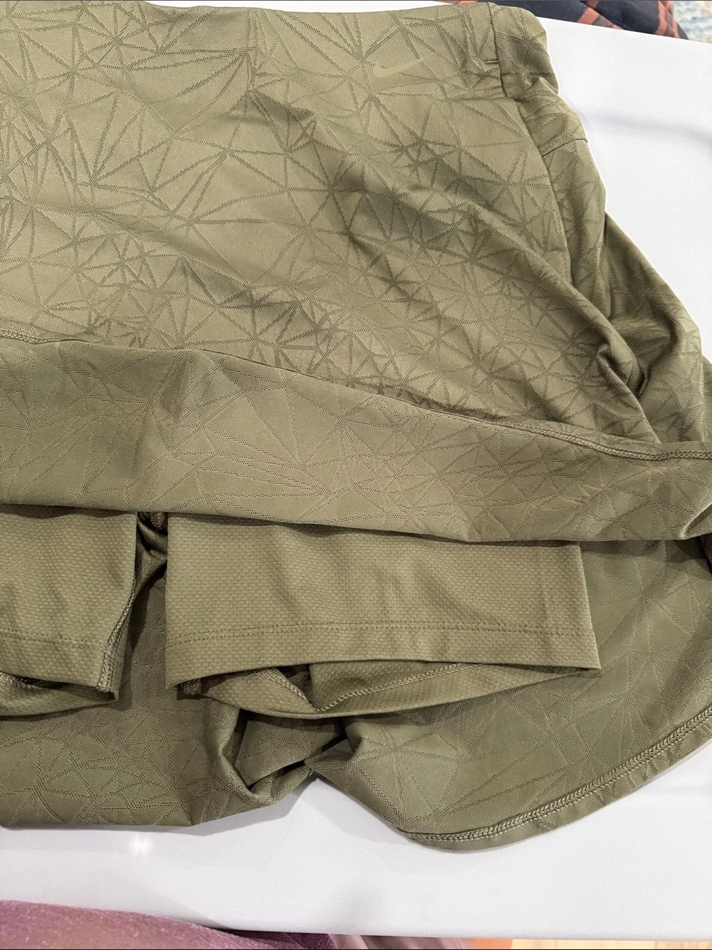 Nike Olive Green Athletic Skort with Subtle Geometric Print